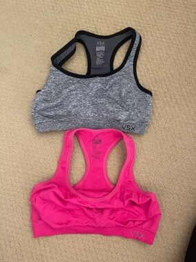 VSX Heather Gray & Hot Pink Racerback Sports Bras